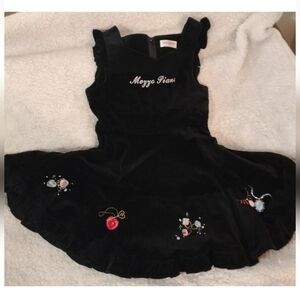 Black Velvet Material Dress, Mezzo Piano, Size 130cm